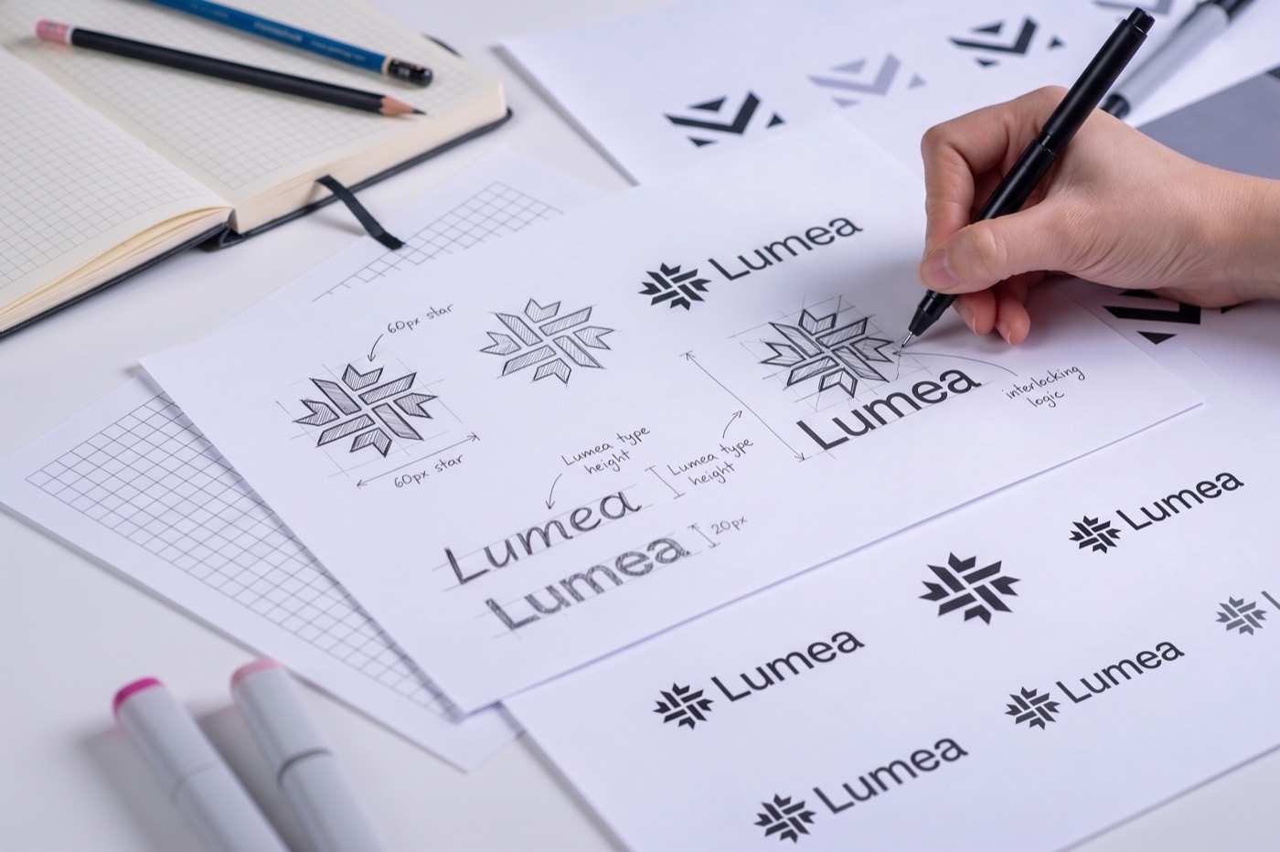 Lumea — proceso de diseño del logo